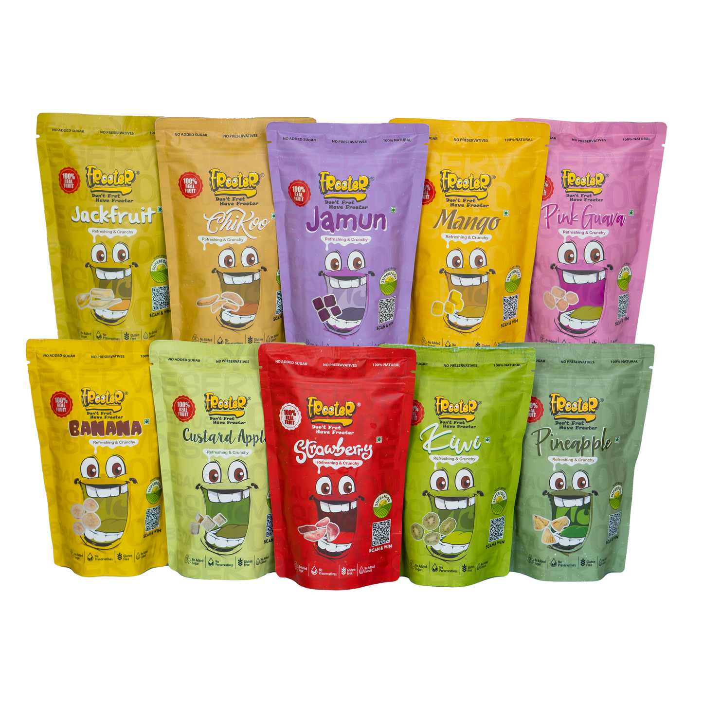 Freeter Freeze Dried Fruits Fiesta Combo Of 10 Fruit packs