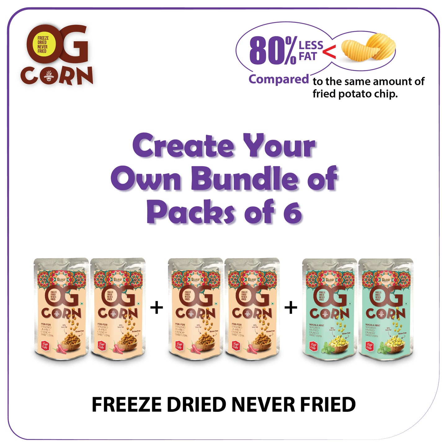 Pack of 6 - OG Corn Peri-Peri / Chilly Lime / Minty Masala (20GM*6)