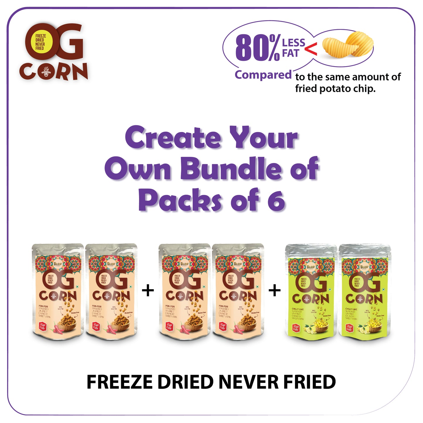 Pack of 6 - OG Corn Peri-Peri / Chilly Lime / Minty Masala (20GM*6)